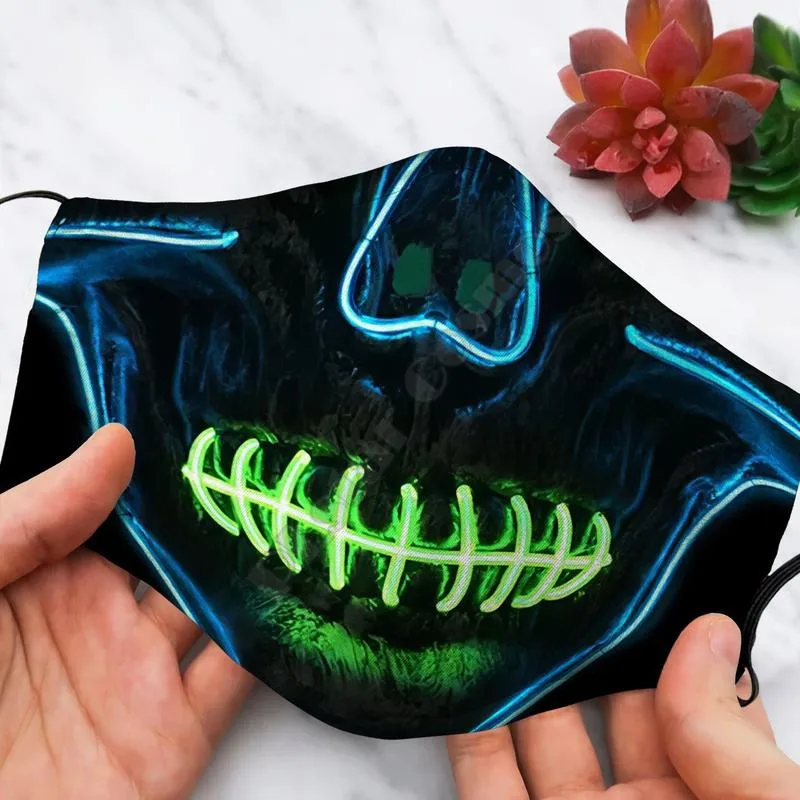 Phát Sáng Mặt Nạ Skull Vải Khẩu Trang 3D In Hình Mặt Nạ Halloween Khẩu Trang Unisex Người Lớn Trẻ Em Kích Thước Vui Vai Trò Chơi Khẩu Trang 01