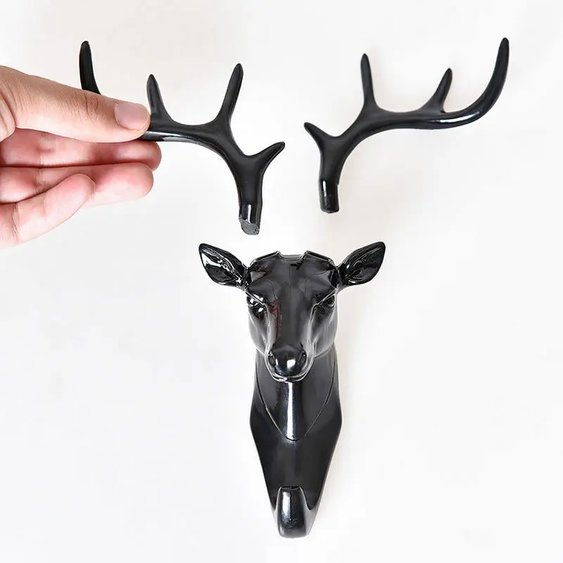 Vintage Deer Wall Hanging Hook Head Antlers per appendere i vestiti cappello sciarpa Key Deer Horns Hanger Rack decorazione della parete all\'ingrosso