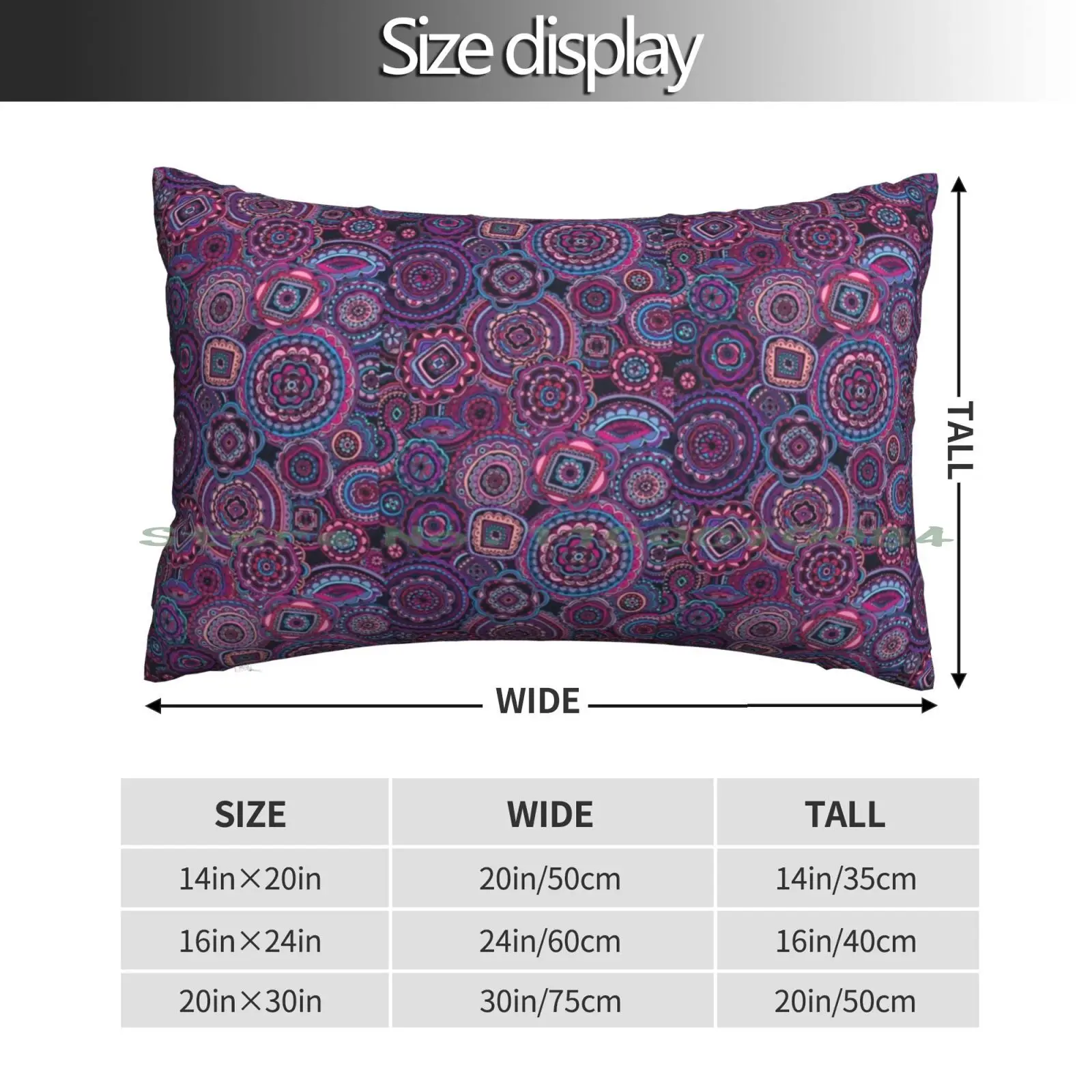 Mandala Dream Pillow Case 20x30 50*75 Sofa Bedroom Mandalas Colorful Pink Purple Blue Red Magenta Circles Shapes Abstract