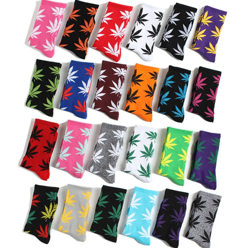 Fashion high quality cotton socks Hemp Leaf Maple Leaf Casual Long Weed Crew Socks Street Fashion Skateboard Hip Hop Socks