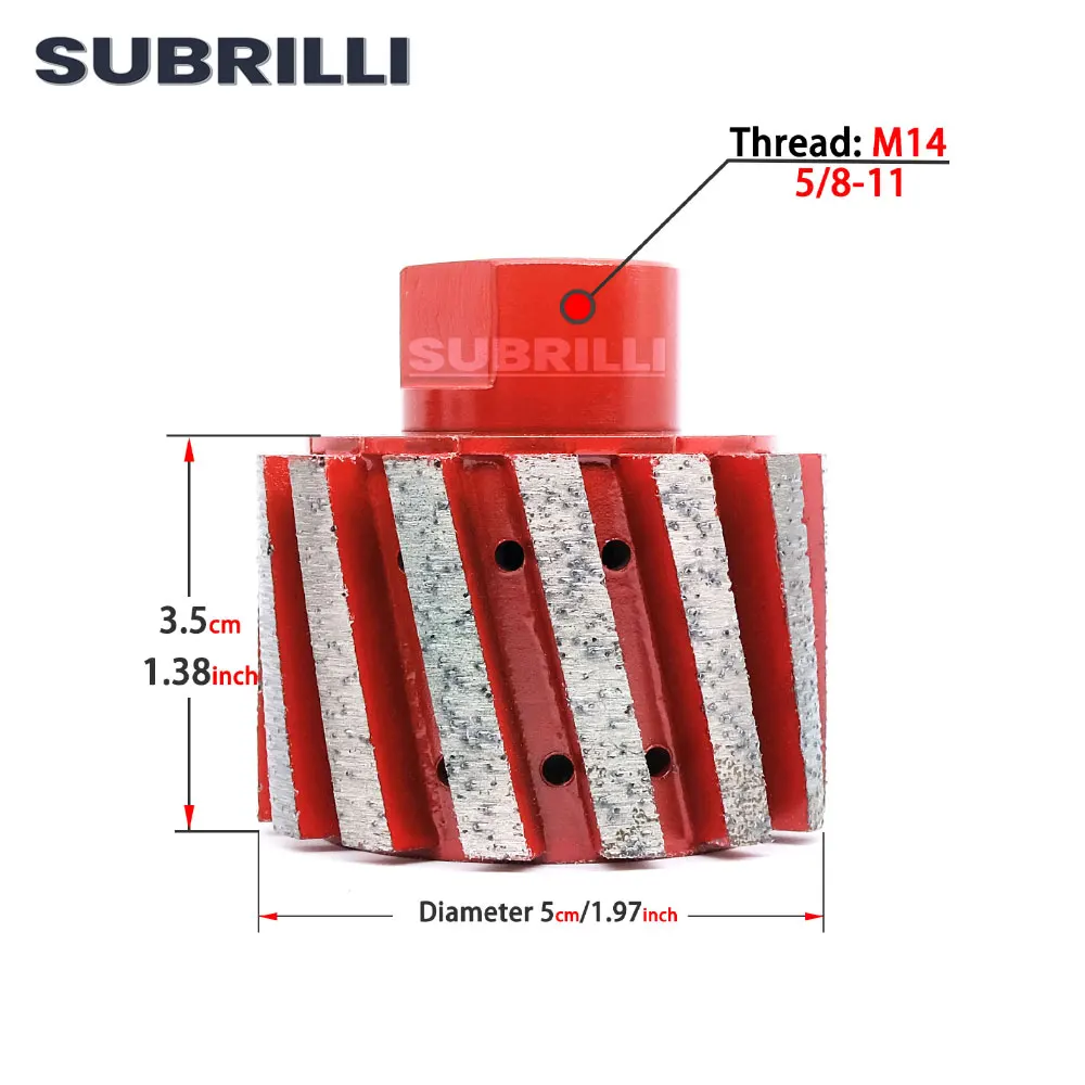 SUBRILLI 2 Inch Diamond Grinding Wheel Zero Tolerance Drum Wheel Metal Bond Segment Continuous For Stone Concrete Slab Sink Hole