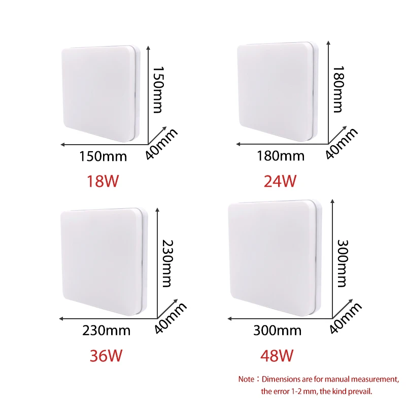 Lámpara de techo LED Ultra delgada 6W 9W 13W 18W 24W 36W 48W Panel de luz LED AC85-265V montaje en superficie Panel de luz empotrada para dormitorio