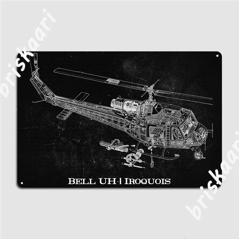 Bell Uh1 Iroquois Metal Plaque Poster Pub Retro Cave Pub Plates Tin Sign Poster