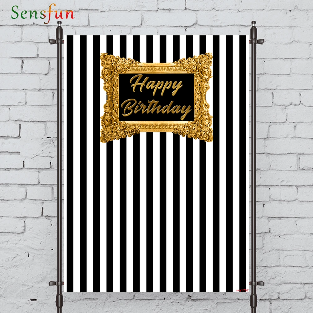 

LEVOO Background For Photo Studio Golden Stripes Frame Birthday Classic Photocall Photobooth Studio Photography Backdrop