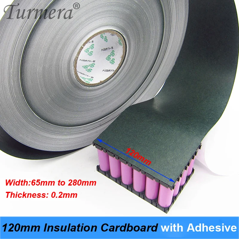 Turmera 1M 65mm 120mm 180mm 330mm 18650 Battery Insulation Cardboard with Adhesive for 21700 26550 32650 32700 Lifepo4 Battery J