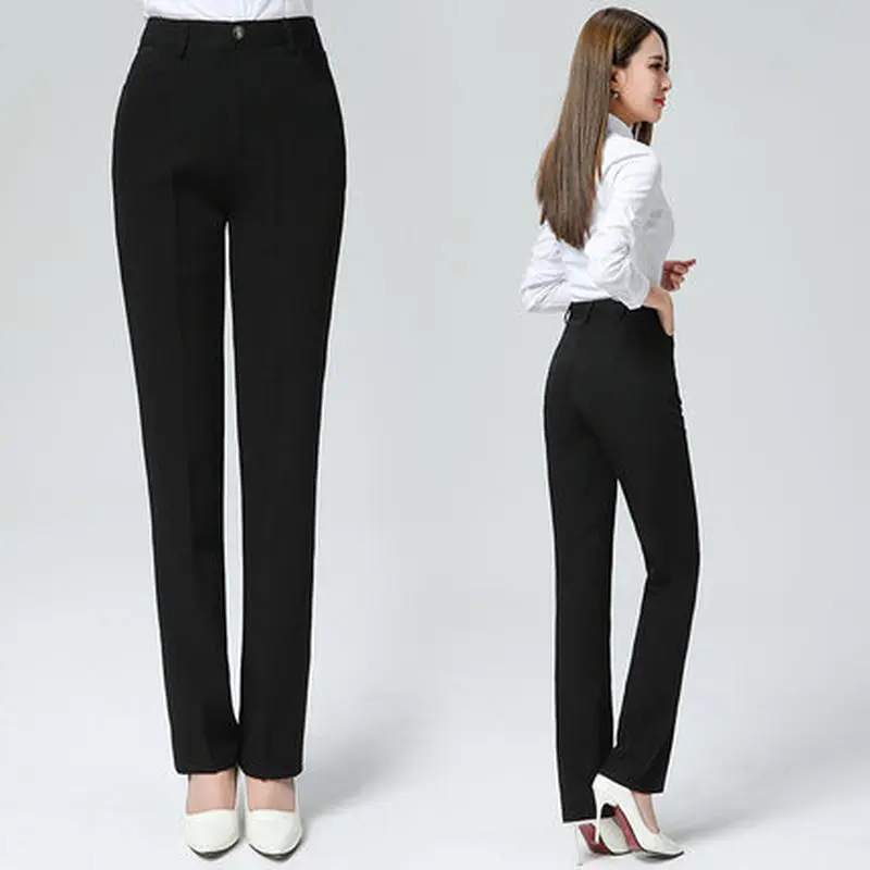 

Slim slim professiona plus size women clothing straight high waist suit pants large size OL Office overalls Solid color trousers