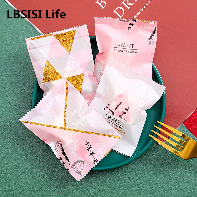 

LBSISI Life 500pcs Small Fresh Pink Style Chocolate Cookie Candy Snow Flake Machine Hot Seal For Wedding Party Favor Packing Bag