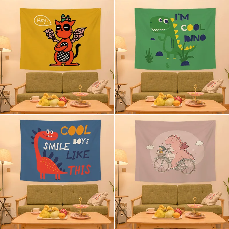 

Cartoons Dinosaur Wall Hanging Tapestry Sheets Home Decorative Tapestry Beach Towel Yoga Mat Blanket Table Cloth Wall Tapestry