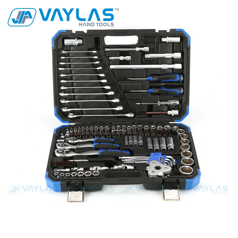 Vaylas 121pcs Multifunction Tools Set Household Tool Set Ratchet Spanner Wrench Socket Sleeve Set with Blow Case