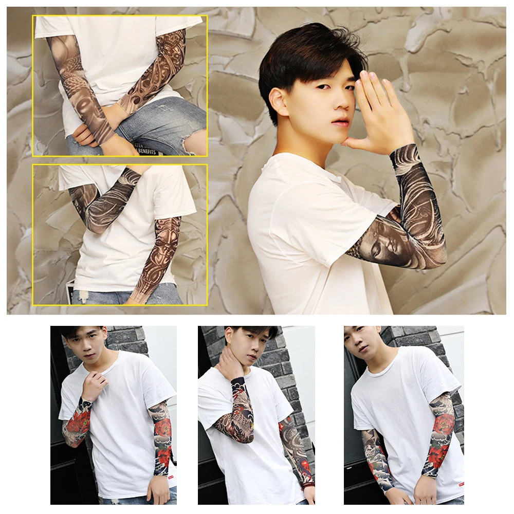 New UV Protection Outdoor Sport Running Summer Cooling Flower Arm Sleeves Sun Protection Tattoo Arm Sleeves Arm Cover