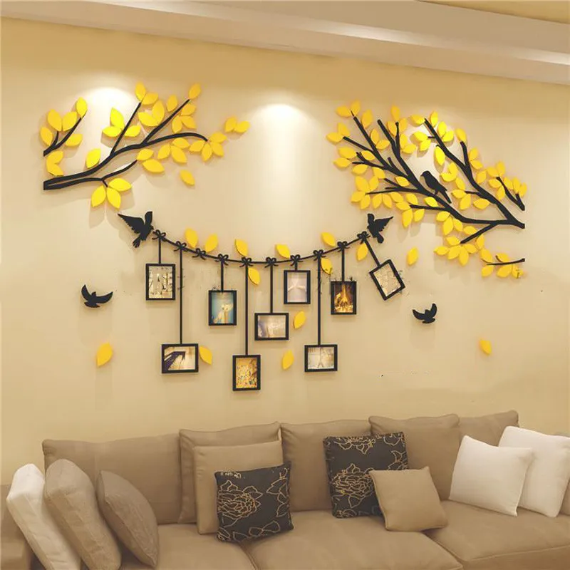 Acrylic 3D Photo Frame Tree Wall Stickers TV Background Wall Decoration Stickers Painting DIY Family Photo Wall Decal