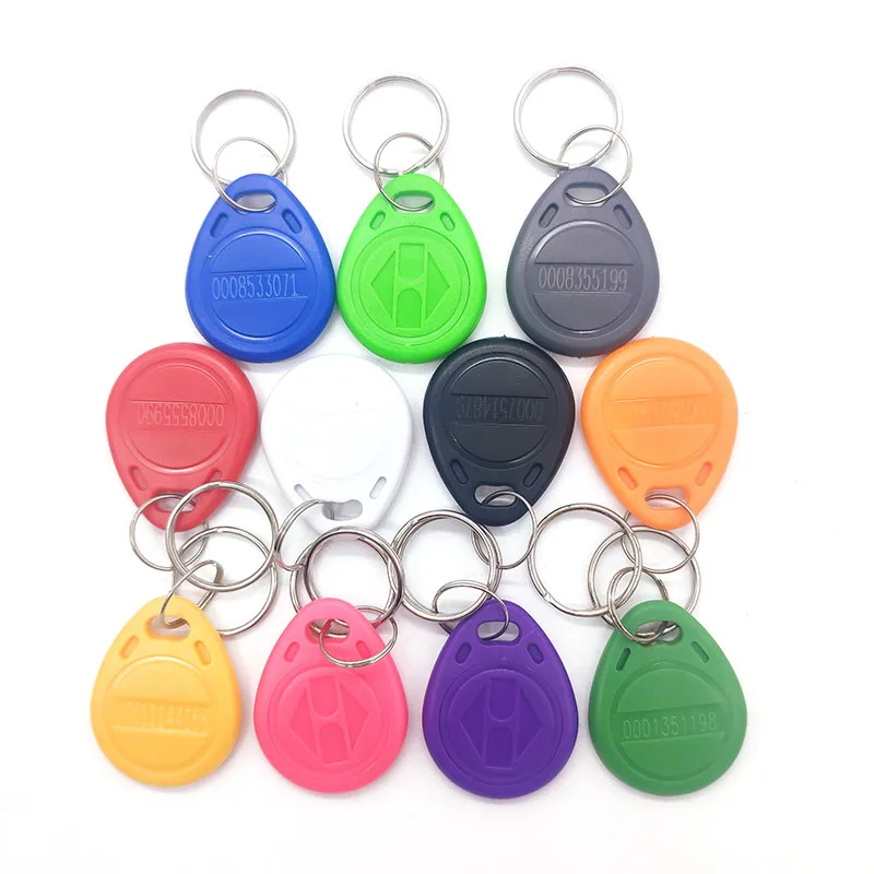 Etiquetas RFID de 100 KHz para Control de acceso, teclas de proximidad TK4100 EM4100, tarjeta RFID para Control de acceso, solo lectura, 11 colores,