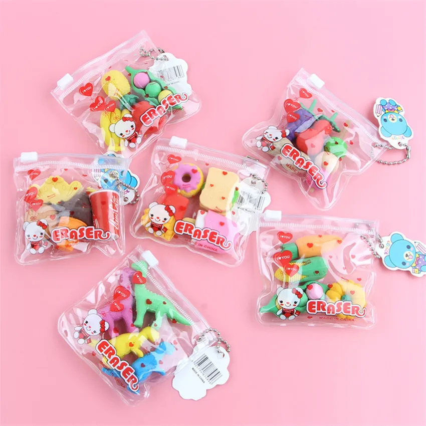 1Pack/lot cute eraser Food animal Eraser Set stationery student supplies Special children Gifts Toy