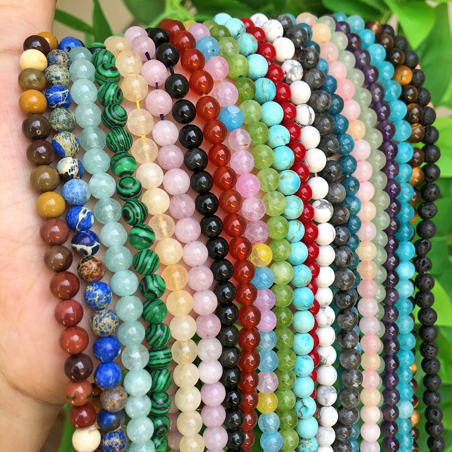 Natural Stone Beads 4 6 8 10mm Turuoqises Lava Amazonite Agates Amethysts Round Beads for Jewelry Making DIY Handmad Bracelet