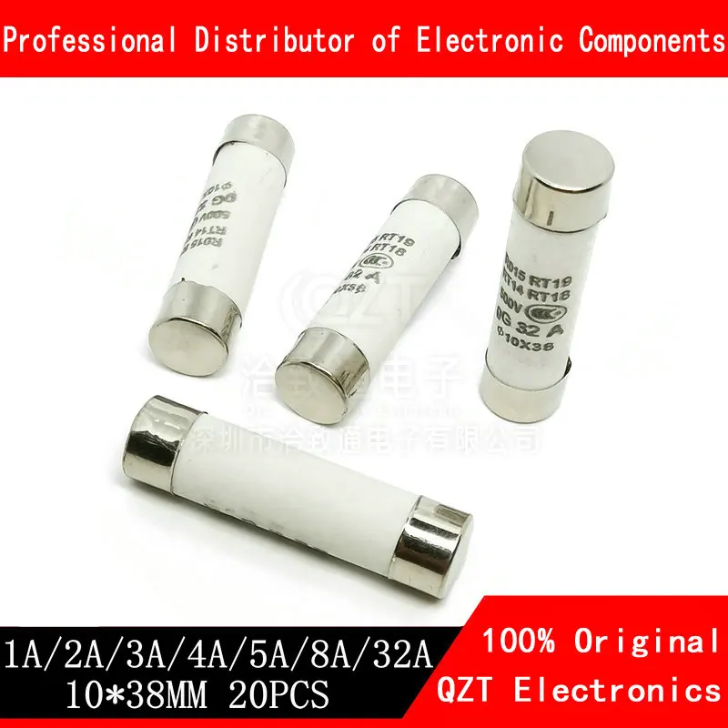 20Pcs 10*38 Fast blow Ceramic Fuse 10x38mm Fuse 380V 500V 0.5A 1A 2A 3A 4A 5A 6A 8A 10A 16A 20A 25A 32A 40A RO15 RT18 RT14