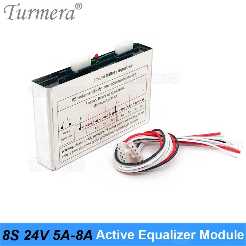 

Turmera 8S 24V 5A 8A Active Equalizer Module for 3.2V 100Ah 280Ah 310Ah Lifepo4 Battery and 3.7V 18650 Lithium Battery Pack Use