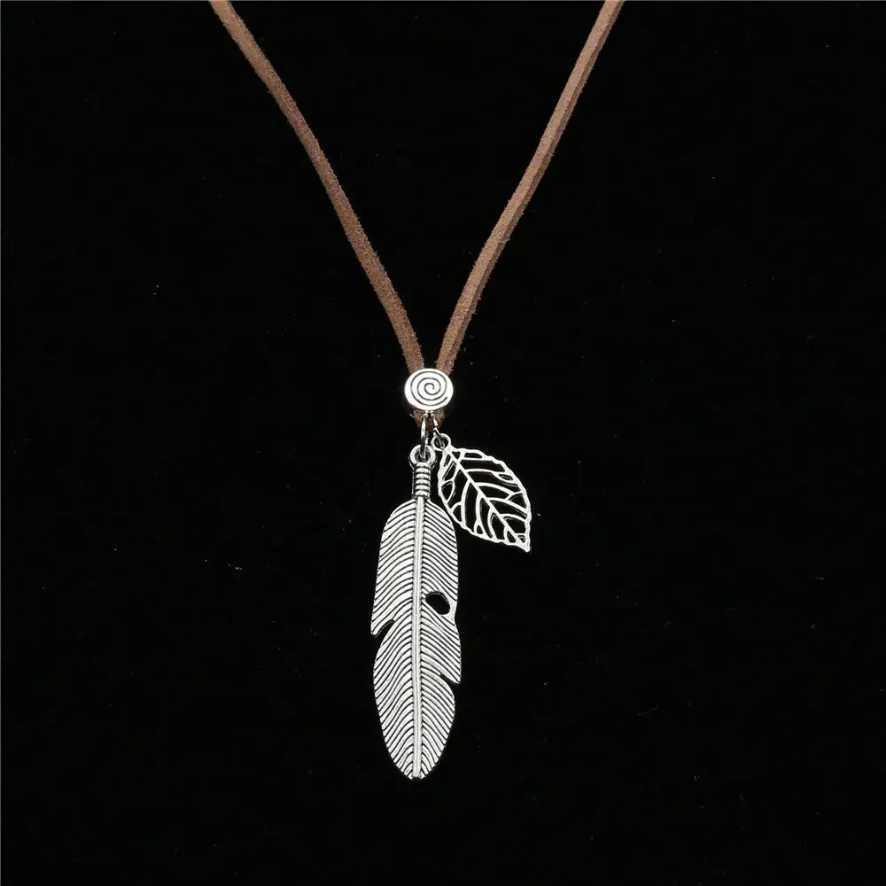 New Boho Sweater Chain Choker Long Necklace Music Leaf Angel Wing Feather Pendant Men Necklace Women Jewelry bijoux femme kolye