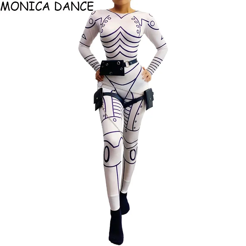 

Halloween Party Stripe Jumpsuit Zentai Catsuit Pole Dance Jumpsuit Dj Bar Club Bithday Outfit Women Skinny Festival Costume