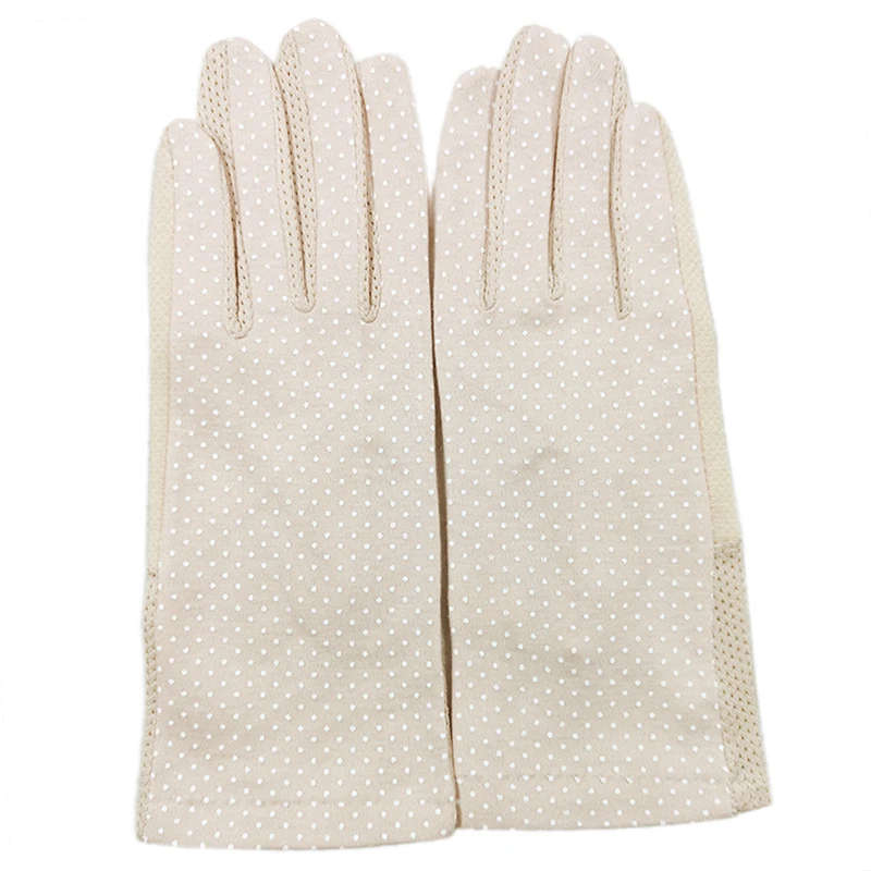 New Fashion Women\'s Summer Cotton Gloves Dot Anti-skid Sun Protection Touch Screen Short Thin Driving Gloves for Women