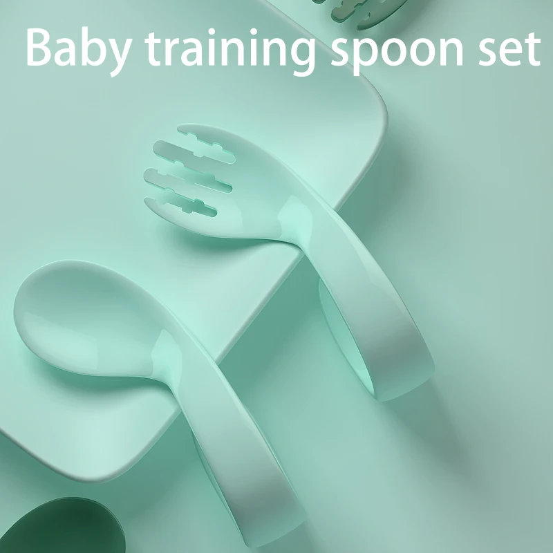 Baby Training Spoon And Fork Set Newborn Training Tableware BPA Free Food Grade PP Material Baby Eating Utensils