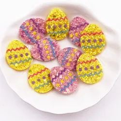 10PCS Glitter Bepowder Felt Fabric Easter Rainbow Egg Applique DIY Sewing Patch Headwear Bow DIY Party Accessories Craft