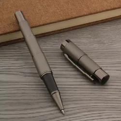 Business Frosted Gray Ballpoint Pen Gun Gray Metal Bamboo Student Office School Supplies Roller Ball Pen New