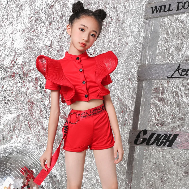 2021 neue Jazz Dance Kostüme Mädchen Cheerleading Kleidung Hip Hop Tanzen Set Kinder Straße Dancewear Bühne Leistung Outfit