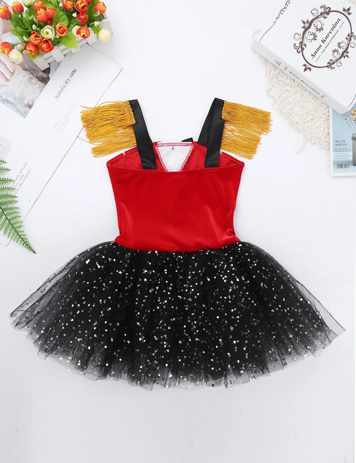 Kids Girls Circus Ringmaster Dress Halloween Carnival Party Costume Show senza maniche nappa body Tutu Dress Ballet Dancewear