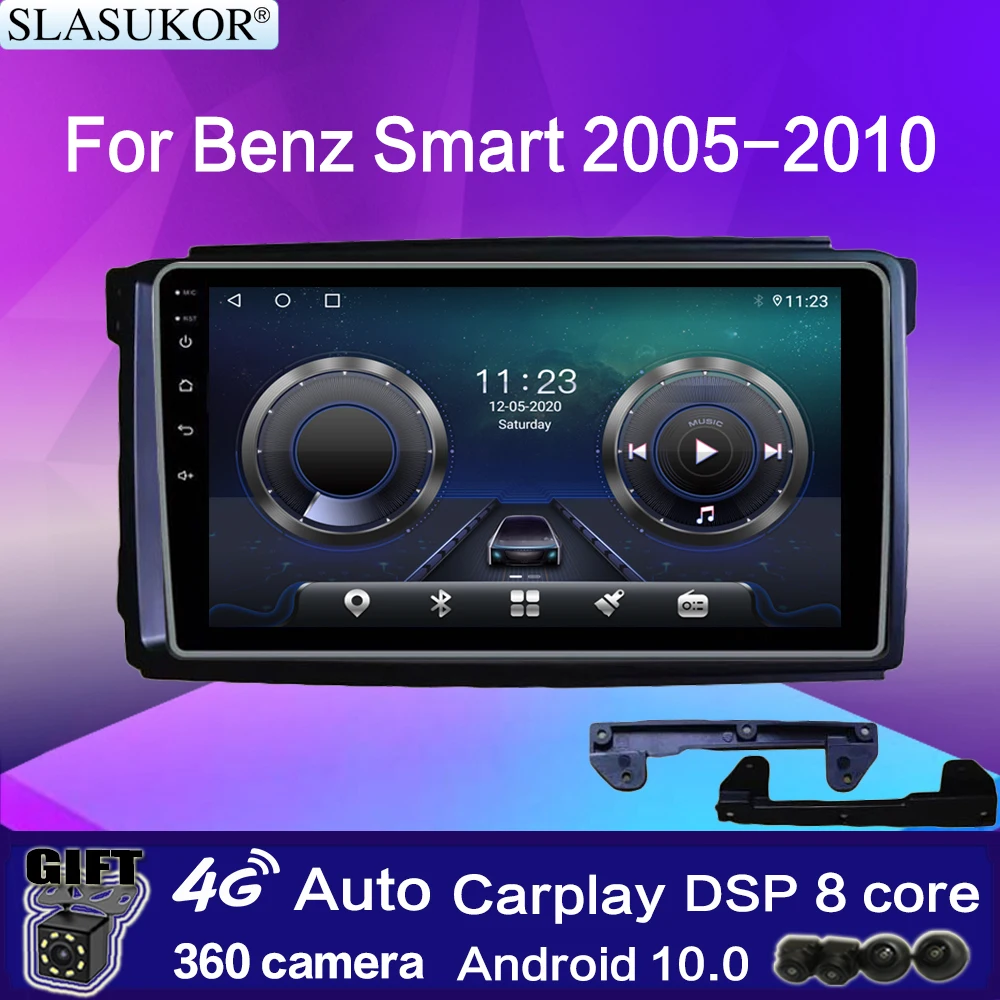 9” For Mercedes Benz Smart 2005-2010 Car Radio Android 10 Auto Multimedia GPS Carplay Intelligent System Navigator Bluetooth