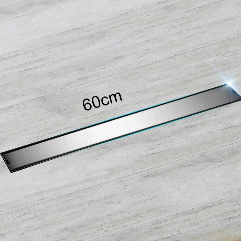 

Quality 60 cm Odor-resistant Floor Drain Cover Rectangle SUS304 Stainless Steel Shower Floor Drain brushed surface