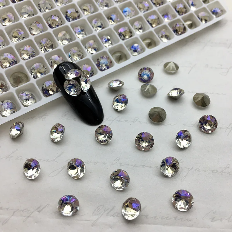 6MM Strasssteine Runde Spitze Rückseite Kristall Glitzer Glas Kristalle Acht Große Acht Kleine Für Nail art DIY Schmuck