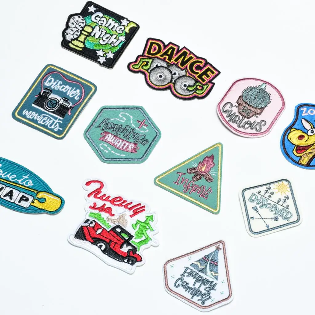 

5pcs Space Letter Patches Iron On Clothes Punk Bag Clothing Sticker Applique Embroidery Fusible Patch Stripes For Jackets