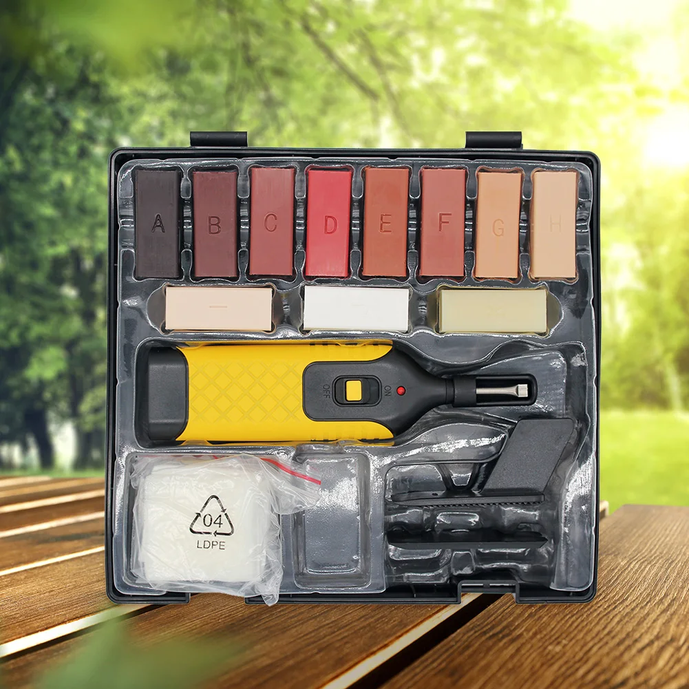 Kit manual de reparo de piso laminado, com sistema de cera para arranhões e riscos, conjunto de ferramentas para conserto