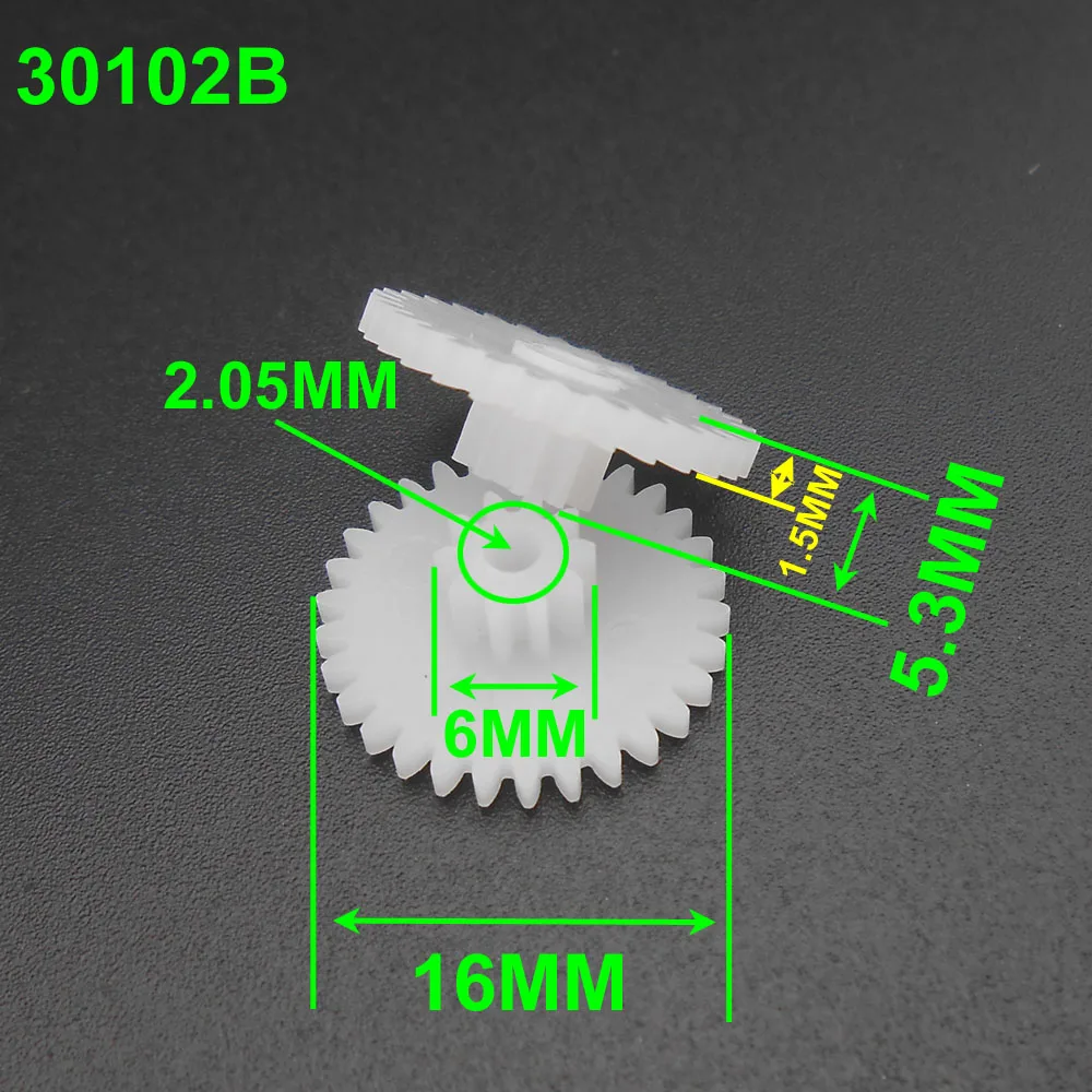 20 sztuk X 0.5 moduł 0.5 M plastikowe podwójne koło zębate redukcja dwuwarstwowa przysłona 2.05MM 1.95MM 2A 2B 16T 18T 20T 22T 24T 26T 28T 30T