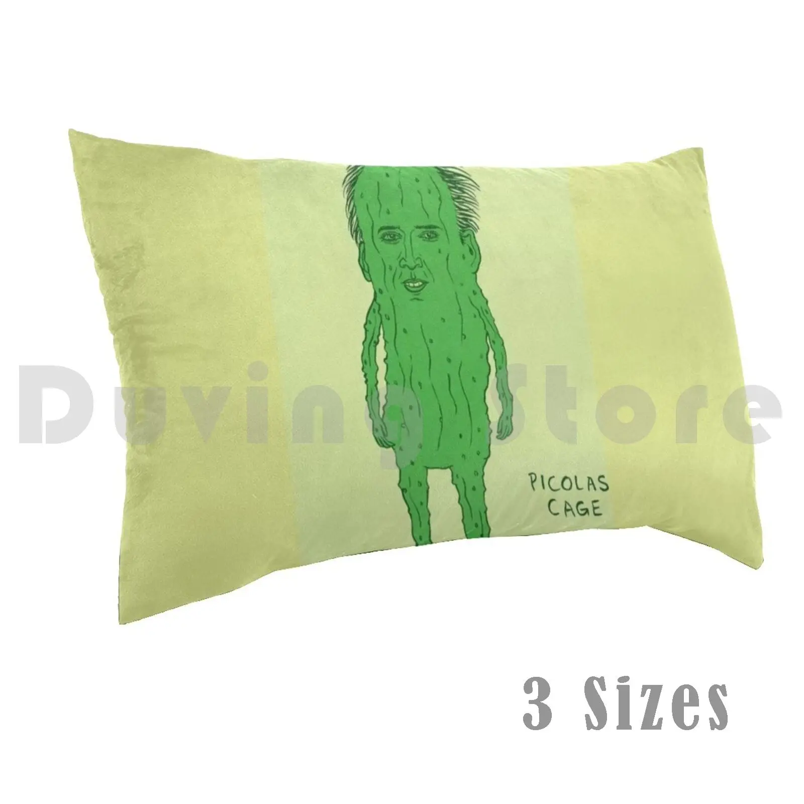 Picolas CagePillow case Pickle Picolas Cage Nicolas Nicolas Cage Green Food Funny Meme Person Green