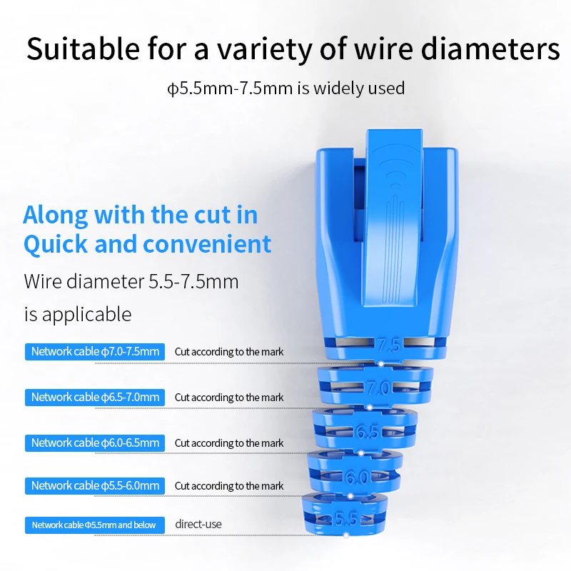 CNCOB rj45 cap Cat7 Cat6a Cat6 Cat5 connettore di rete stivali Ethernet copertura protettiva 100 pezzi apertura: 5.5-7.5mm