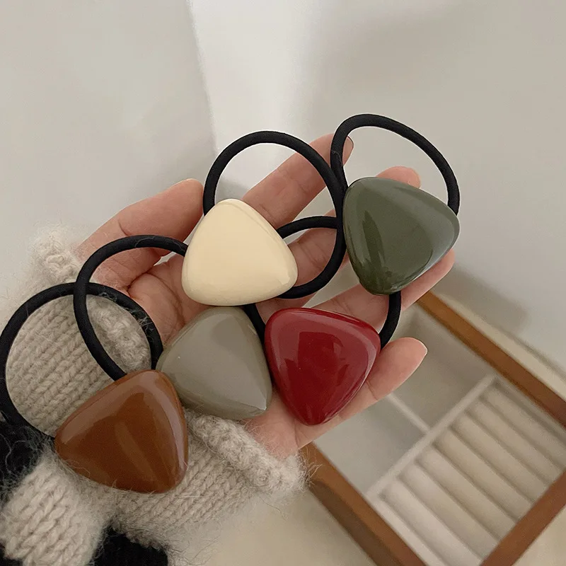 Ruoshui Woman Simply Solid Acrylic Hair Ties Women Scrunchies Hair Accessories Ties Ring Rubber Band Girls Ponytail Holders