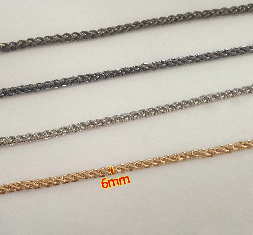 Steel Bag Chain - DIY 6mm Gold, Silver, Gun Black, Brushed Bronze Replacement Shoulder Crossbody Chain Strap with OT Clasps