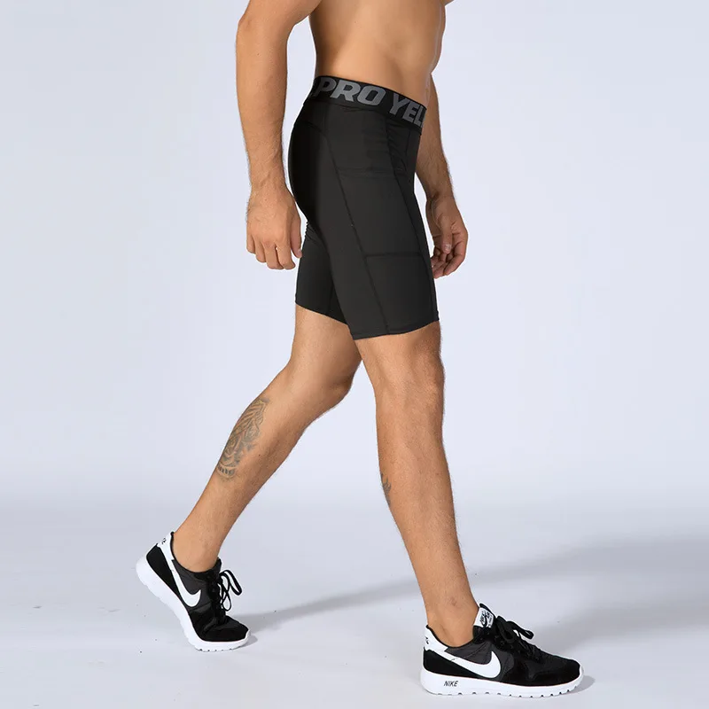 Shorts de compressão de secagem rápida masculinos, calças corrida, calças justas de jogging, musculação fitness, calças de treino