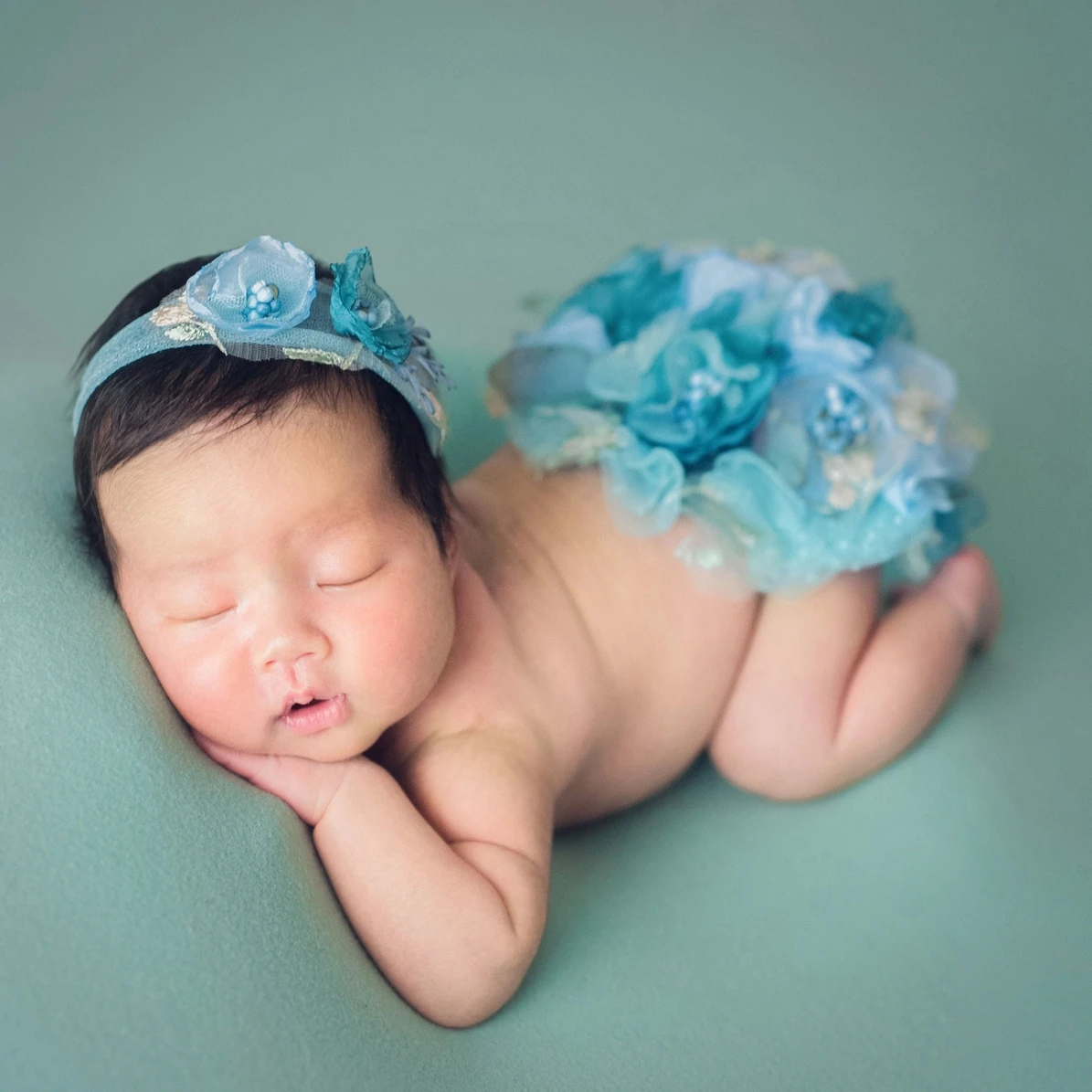 Newborn Photography Props Flower Diaper Cover Headband Set Baby Girl Outfits Baby Fotoshooting Bloomers Newborn Accessories