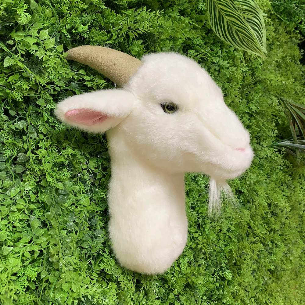 Stuffed animal wall decoration animal head lifelike goat head Plush Toy for wall decoration