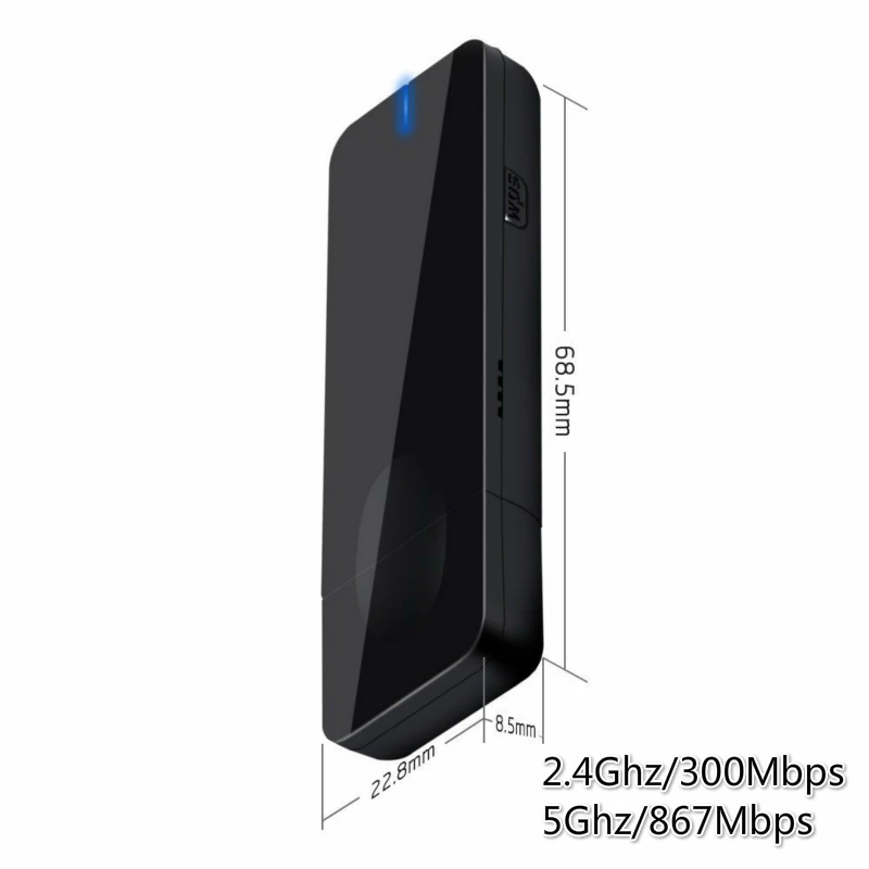 Novo modem preto mt7612u 1200mbps 2.4ghz/5ghz, banda dupla, usb, wi-fi, dongle wifi