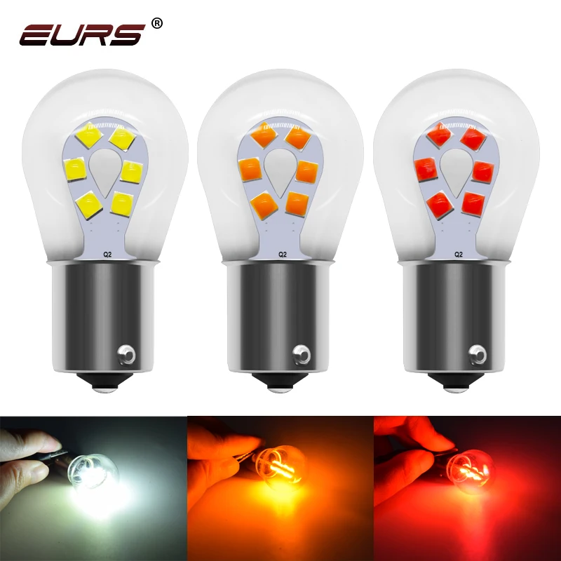 

EURS 2 шт. 1156 Ba15s P21w 1157 BAY15D P21/5 Вт искусственные автомобильные лампы 12 В стеклянный корпус 3030 фонарь заднего хода