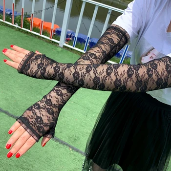 Nieuwe Kant Sexy Handschoenen Vrouwen Grace Ademend Zonnebrandcrème Dunne Rijden Club Party Prom Dansen Cosplay Jurk Handschoen Lange Mouw G116