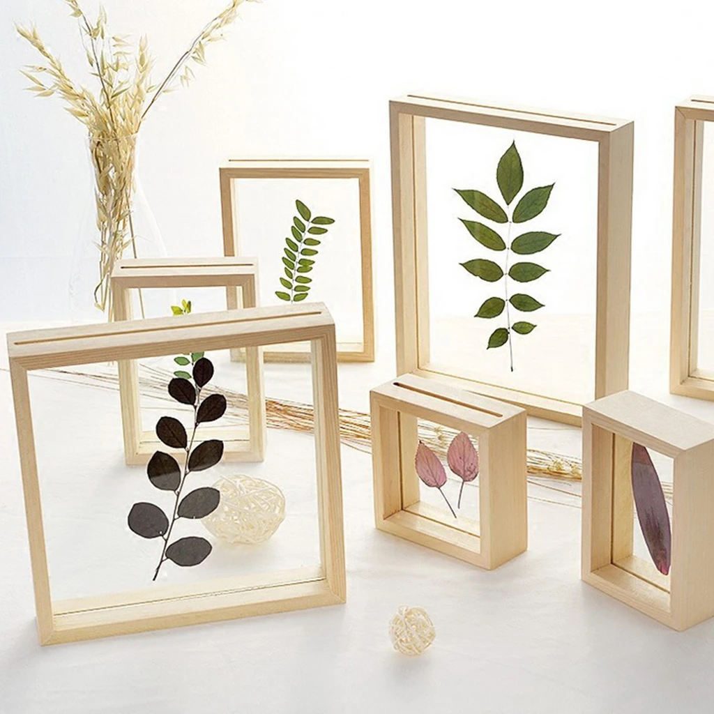 Creatief dubbelzijdig houten frame decor met glazen deksel muur antiek glas moderne fotolijst fotodisplay houder decor
