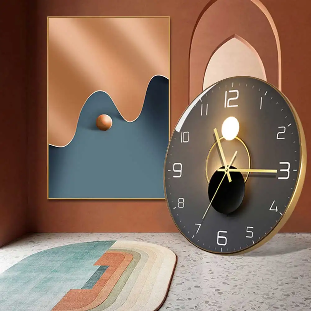 Glas Wanduhr modernes Design geometrische Serie Kunst Runde stumm kreativ hängen zu Hause Wohnzimmer Schlafzimmer Dekoration 12 Zoll