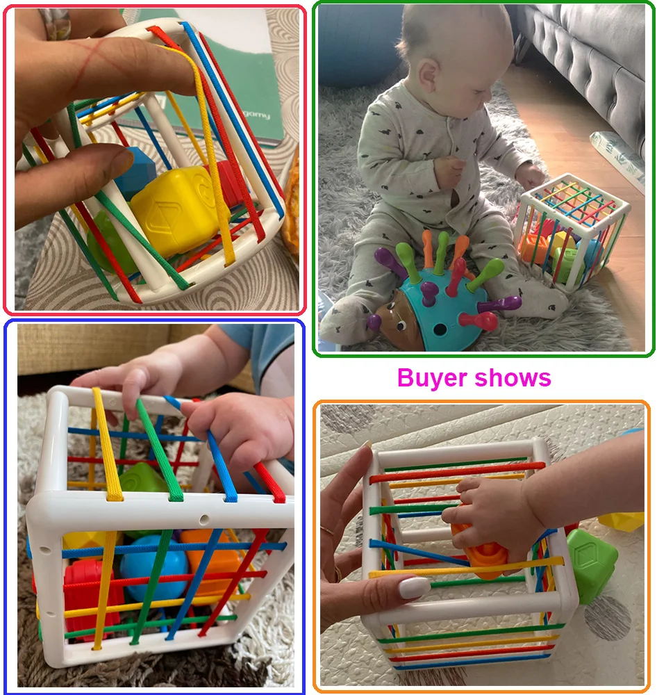 Jeu d'activités, cube trieur de couleurs, jouets sensoriels pour enfants de 2 à 4 ans, tri et empilage, hérisson Montessori