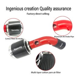 Spceddy Carbon Fiber High Flow Air Filter For 8th gen Honda Civic Mazda 3 Mazda 6 Cold Air Intake Pipe Kit With Filter Cover