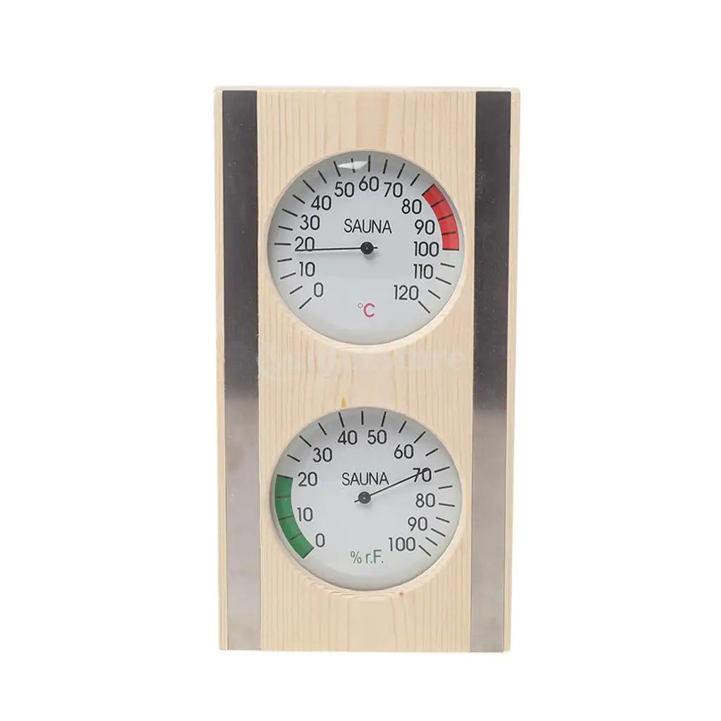 Pine Wood Sauna Thermometer Hygrometer Horizontal Durable Digital Sauna Room Accessories Indoor Humidity Temperature Measurement