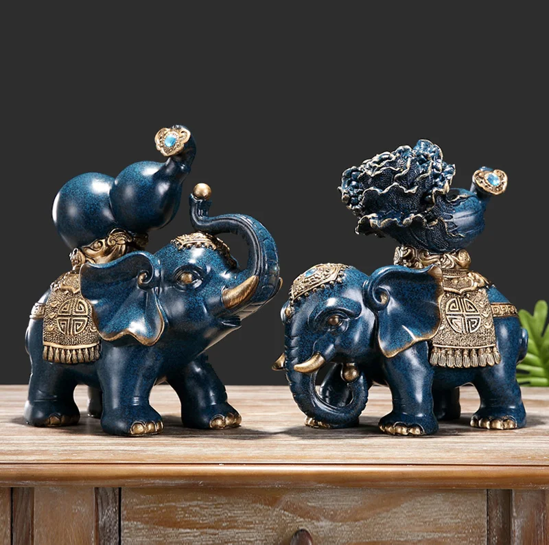 2 PCS LUCKY ELEPHANT DECORATION EUROPEAN HOME WINE CABINET DECORATION LIVING ROOM TV CABINET CRAFTS OPENING GIFT